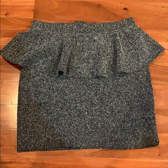Topshop Grey Tweed Peplum Skirt Size 6 - Picture 2 of 5